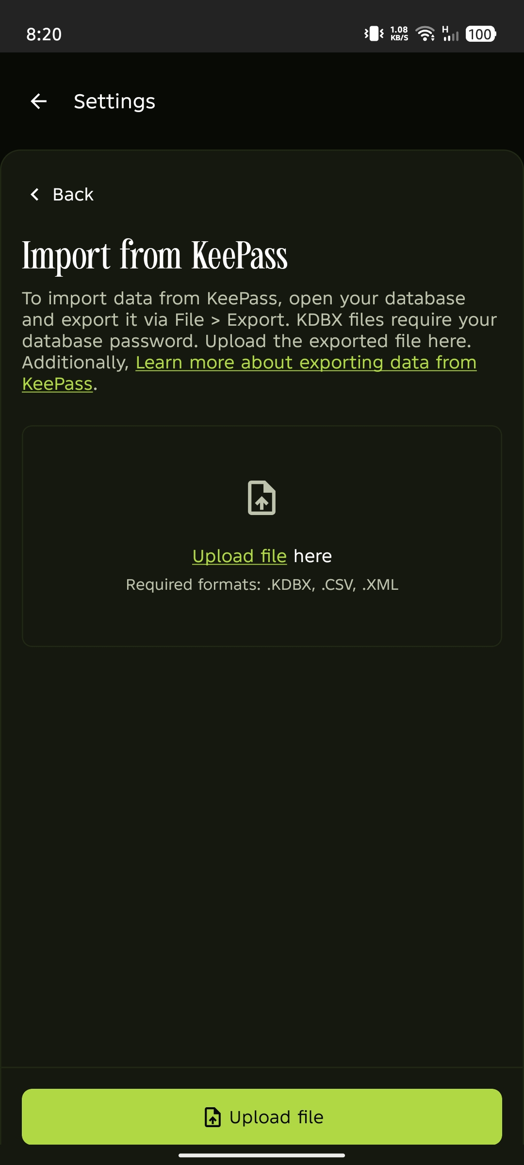Upload file